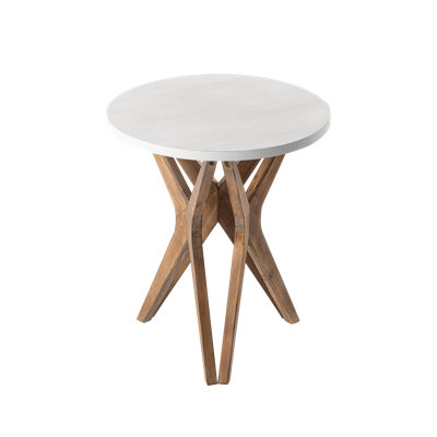 Moty Crossed Legs Round End Table, with Tripod Base for Modern Farmhouse, Boho