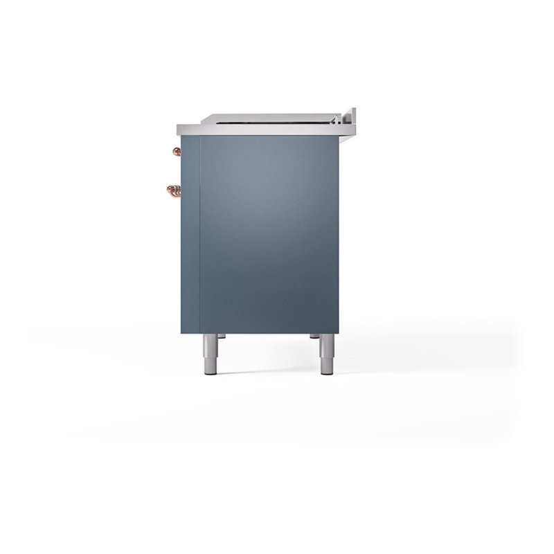 ILVE Nostalgie II Noblesse 48 in Dual Fuel Range, 5 Burner, Griddle, Frenchtop, Blue Gray/Copper, Natural Gas