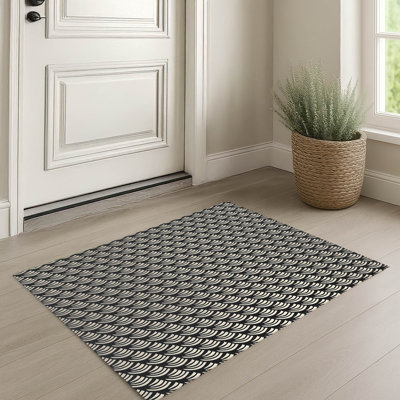 Tapis d'entrée intérieur ultra mince, léger et antidérapant à motif vague en diagonale