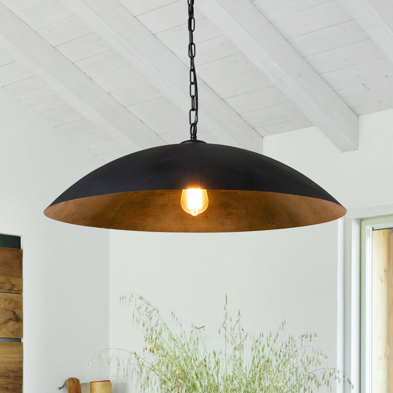 Luminaire suspendu en forme de dôme à 1 lumière Alshat, Noir