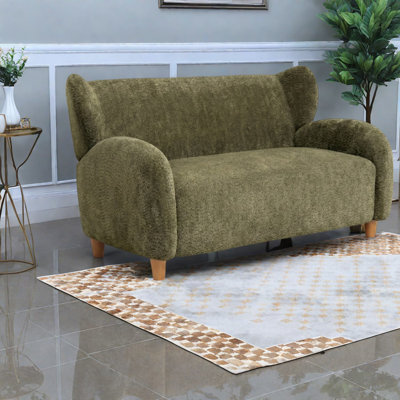 Chaises d'appoint confortables, causeuse en tissu chenille olive 58 po