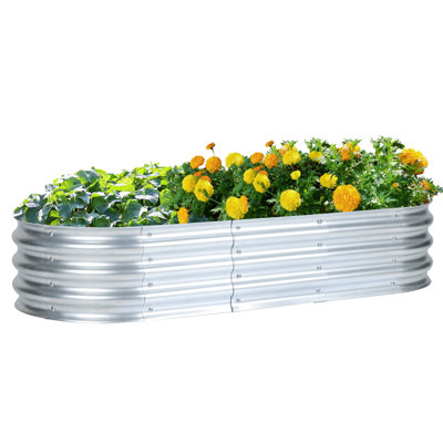 Galvanized Raised Garden Bed Silver