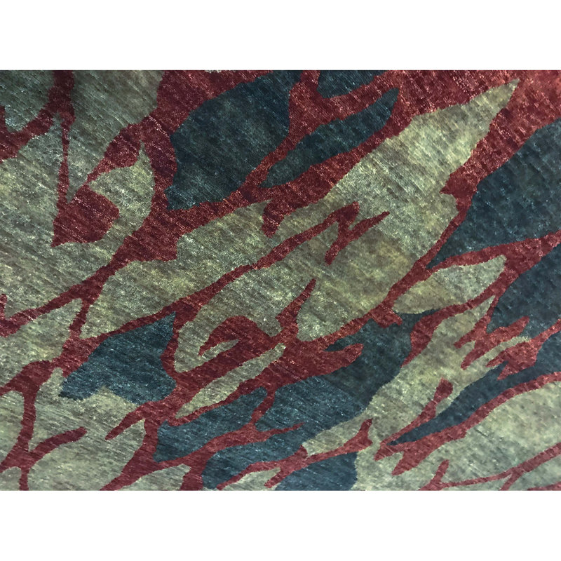 Tapis rouge et brun noué à la main de haute qualité