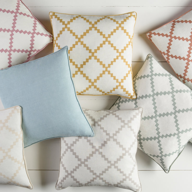 Square Linen Pillow Cover & Insert, Beige, 20" H x 20" W, Down