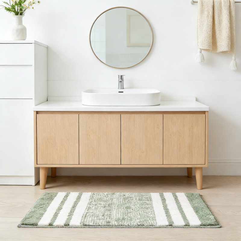 Non-Slip Bath Mat With Plush Microfiber, Absorbent And Washable Bathroom Rug For Safety And Comfort, Green
