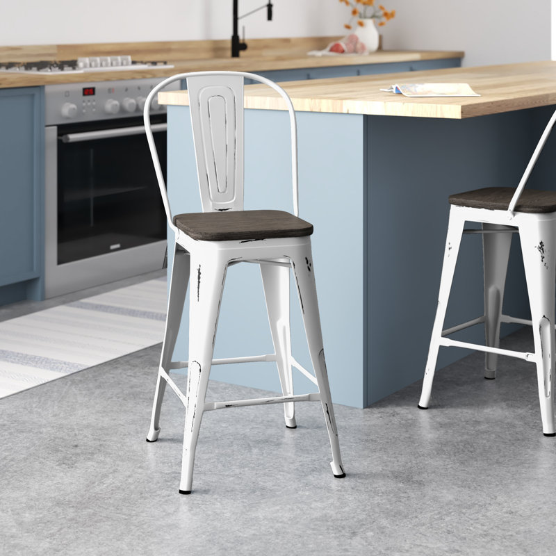 Tabouret de bar 24 po Christie, Blanc cassé et espresso