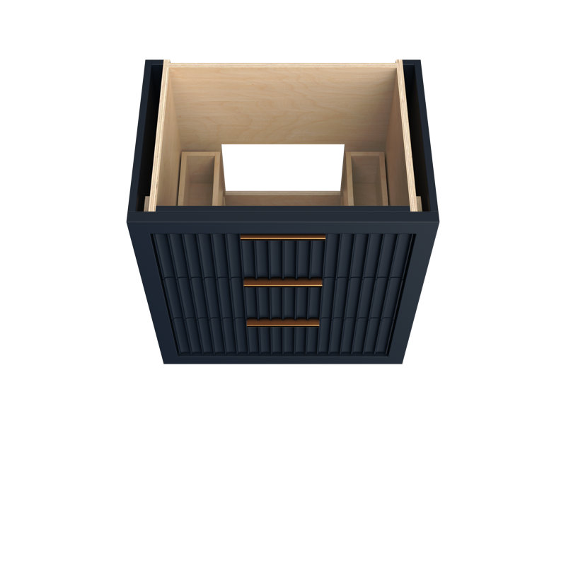 Lecrieú Three-Drawer Single Bath Vanity, 30", Hague Blue, Champagne Bronze