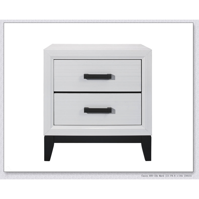 Table de chevet Mirage, Blanc/Noir