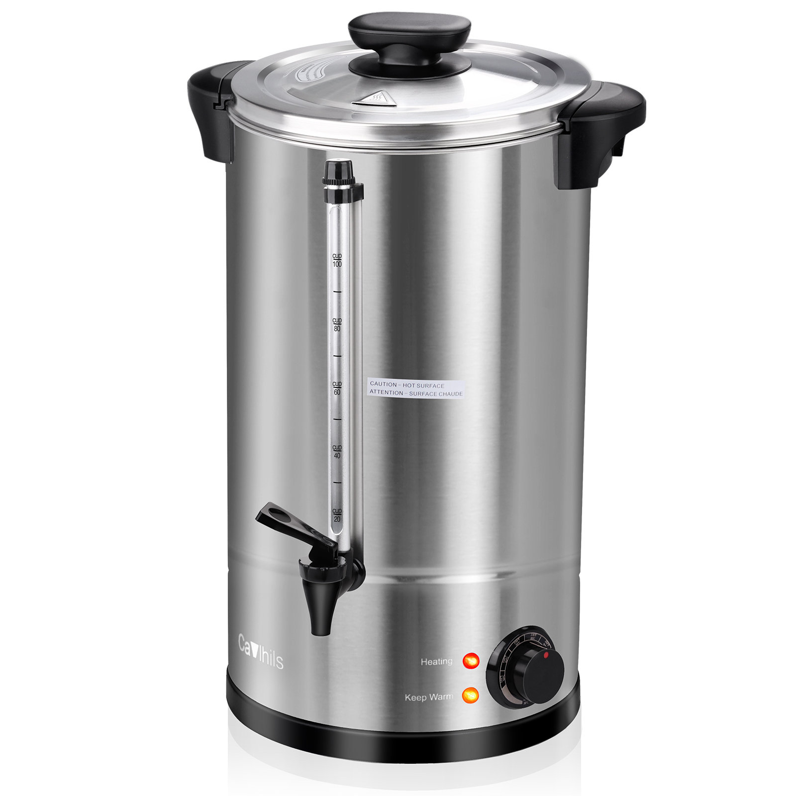 100 Cup Coffee Urn Commercial Coffee Maker Urn  100 Cup (15L) Stainless  Steel, With Paper Cups & Drip Tray, For Parties Large Capacity Coffee  Machine