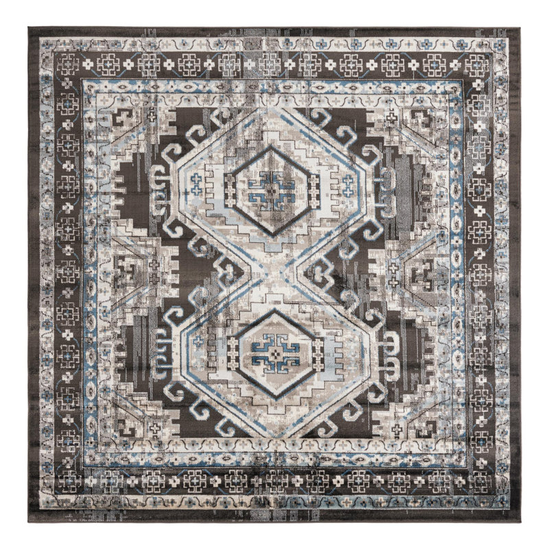 Tapis oriental gris Shanil, Carré 4 pi 1 po