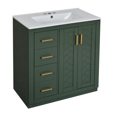 Meuble-lavabo avec lavabo en céramique H 34 po x l 30 po x P 18,3 po
