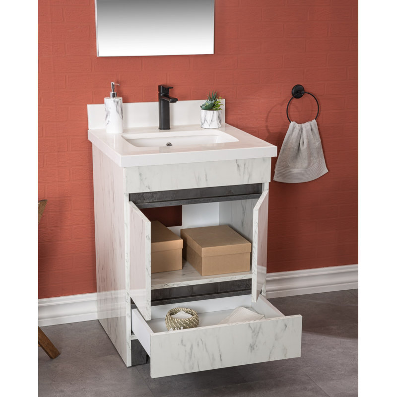 Ensemble de meuble-lavabo simple 23,6 po avec miroir Asjes