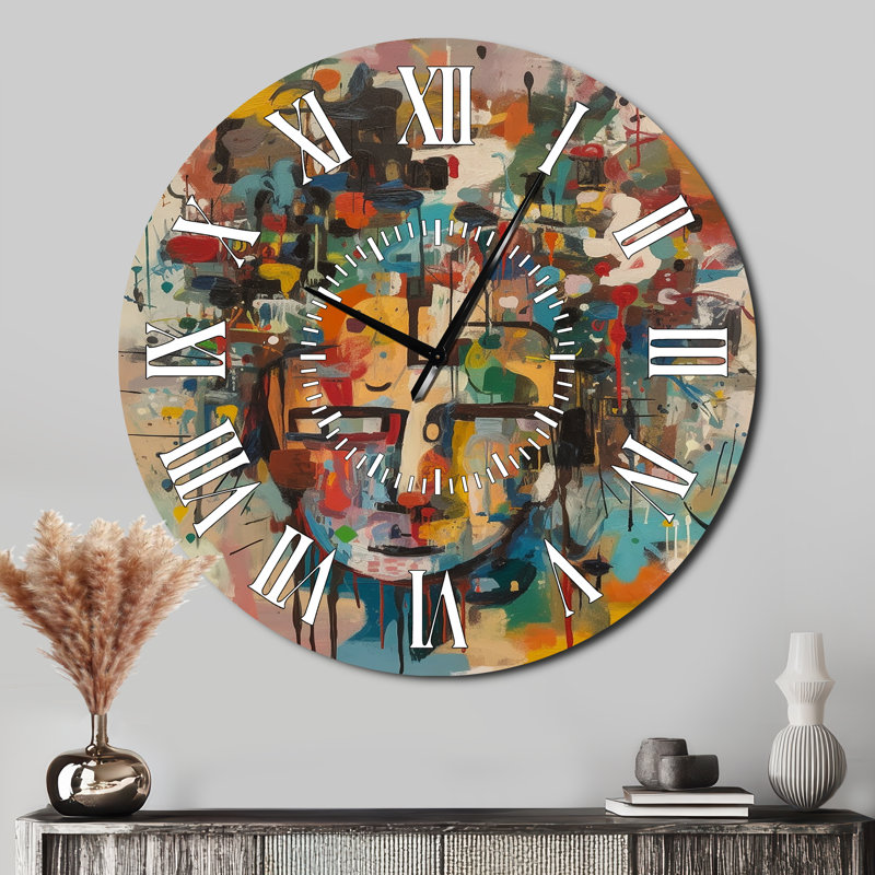 Abstract Face II - horloge murale, Surdimensionné