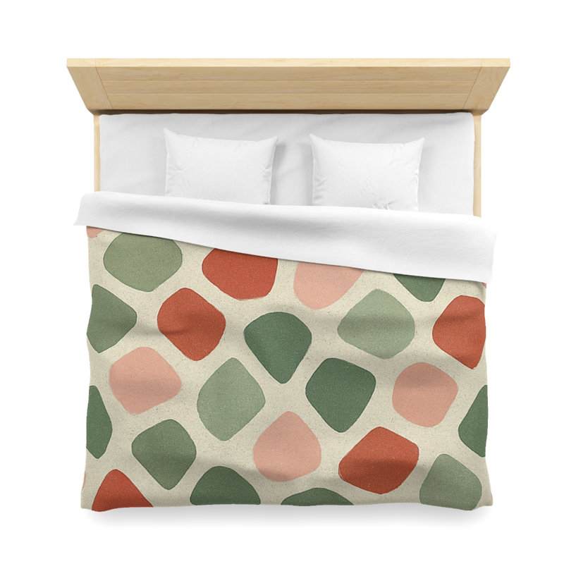 Microfiber Duvet Cover Boho Style, Design 45, White, King Duvet Cover