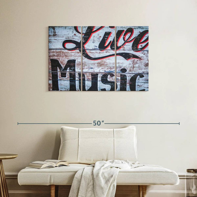 Live Music Graffiti sur toile, ensemble de 3 pièces, H 38 po x l 24 po x P 1,25 po