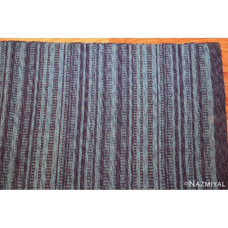 Tapis suédois rétro bleu Kilim Vintage