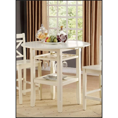 Table à hauteur de comptoir avec plateau extensible et rangement Tartys, parfaite pour les repas et les réceptions.