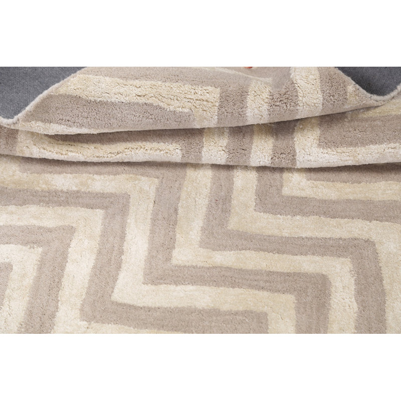 Handmade Tufted Wool/Silk Ivory Rug