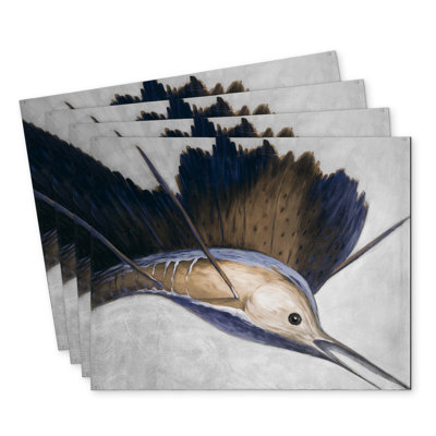 Abstract Swordfish Polyester Placemats Set of 4 - Home Decor