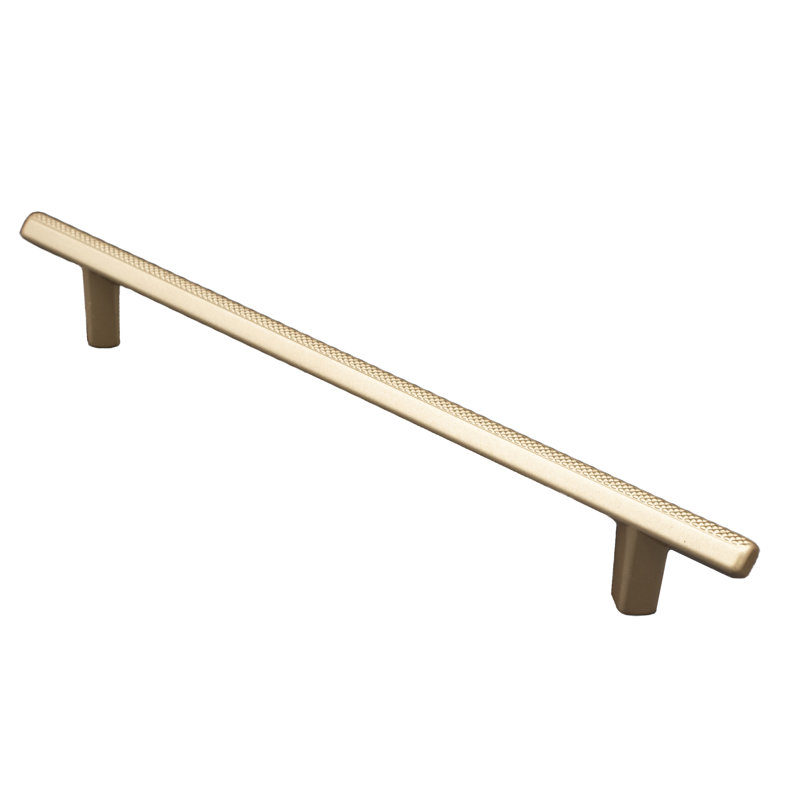 Poignée barre simple de 6 5/16 po Knurl, Laiton satiné
