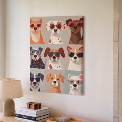 Wall Art Playful Dog Character Grid Canvascolorful And Fun Animal Art For Kids Canvas Ready To Hang Gallery Wrapped Home Decor Modern Design