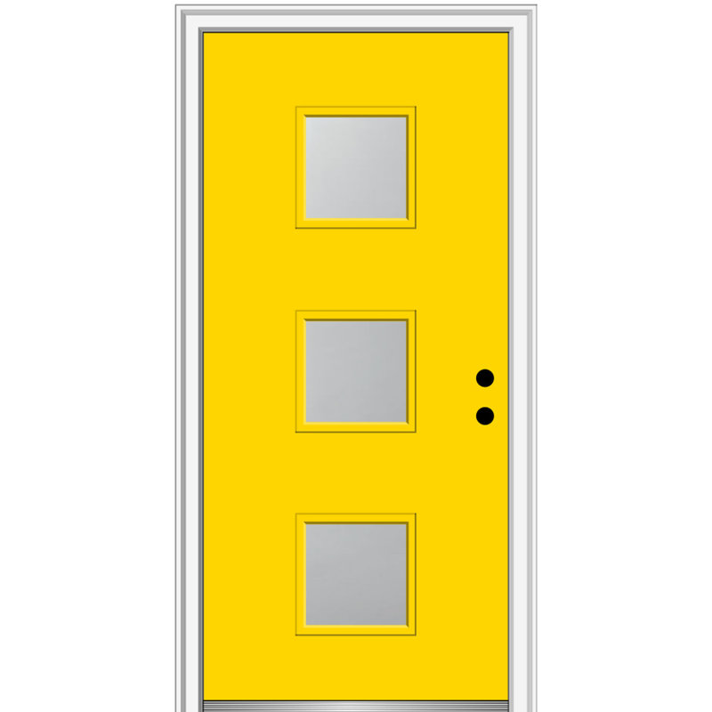 Porte d’entrée pré-raccrochée en acier Spotlight, S'ouvre à droite vers l'intérieur, H 80 po x l 30 po x P 1,75 po