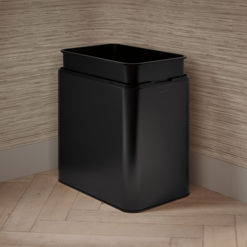 25-Liter Open-Top Trash Can, Black Stainless