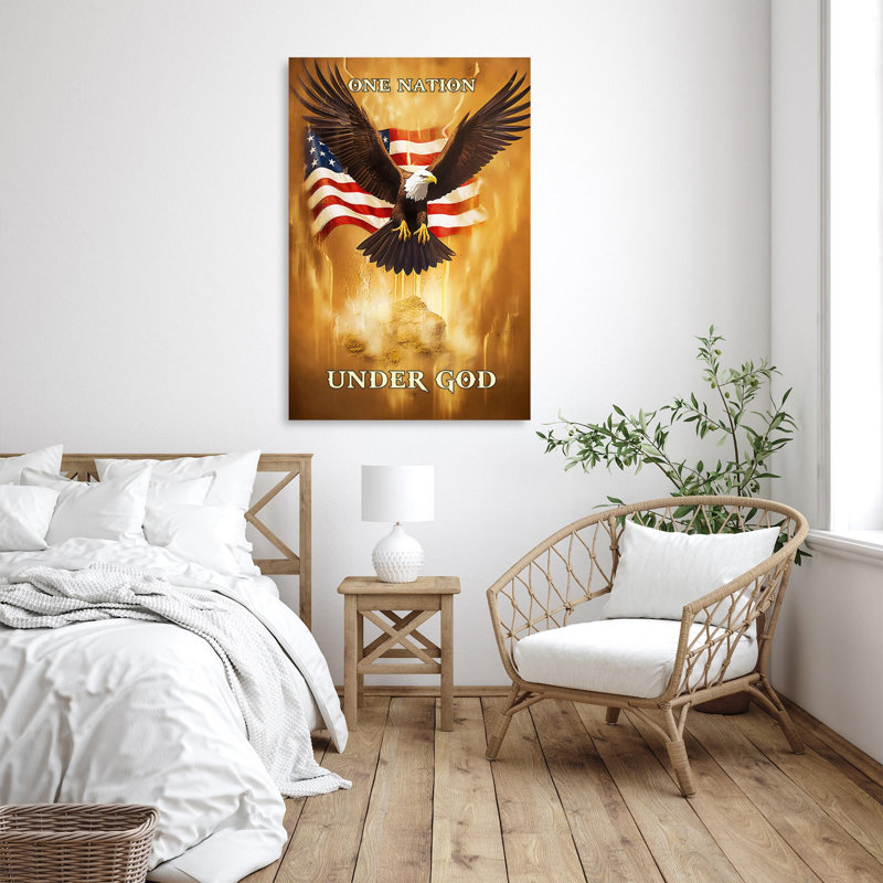 Avenal Usa One Nation Under God - 1 pièce, impression sur toile tendue sur toile tendue, L 11 po x H 14 po