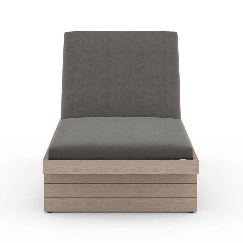 Leroy Outdoor Teak Chaise Lounge, Charcoal, Brown