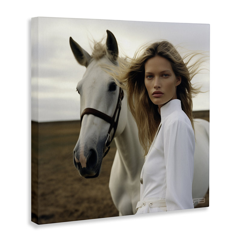 «Girl in White with Horse», art mural par RB, H 24 po x l 24 po