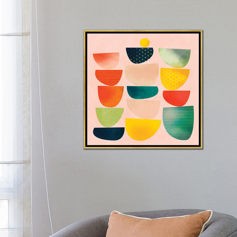 «Mid Century Geometric Half Circles» par Ana Rut Bré - impression d'art graphique, Aucun mat, H 26 po x l 26 po x P 1,5 po