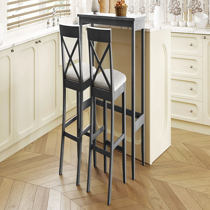Ensemble de coin-repas de cuisine rectangulaire en bois de 48 po Farmhouse, Gris ; Beige