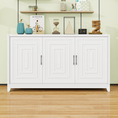 Wooden Sideboard with Cabinet and Shelves