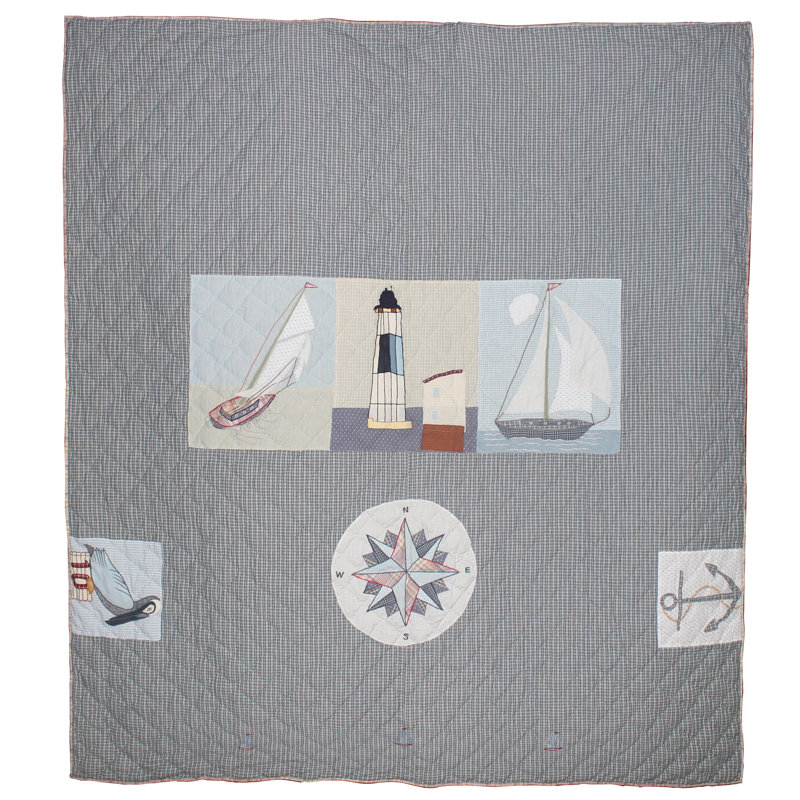 Cotton Checkered Quilt Set, California King Quilt + 2 Shams
