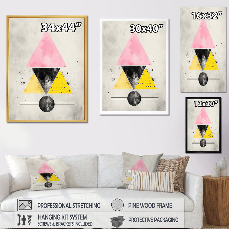 «Transcendence Retro Triangular Minimal Watercolor», reproduction, H 20 po x l 12 po, Toile tendue