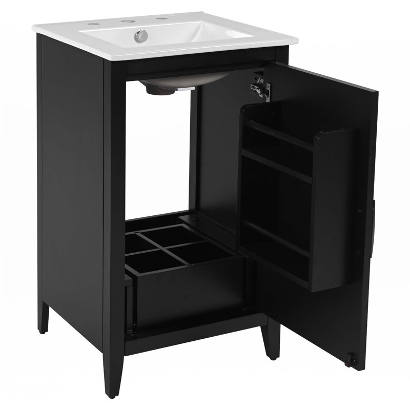 Meuble-lavabo 20,3 po avec lavabo, Noir, noir, noir, noir, Noir, noir, noir, noir
