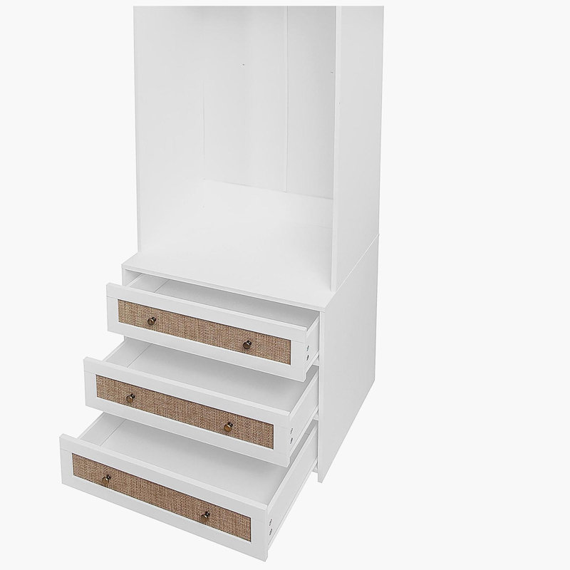 Armoire penderie avec rotin 3 tiroirs