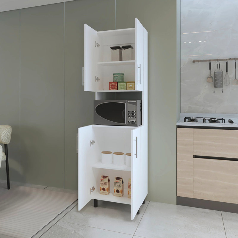 Garde-manger double blanc avec rangement ouvert