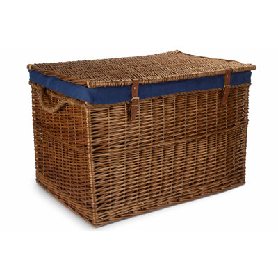 Fleur De Lis Wicker Storage Hamper Basket with Lining