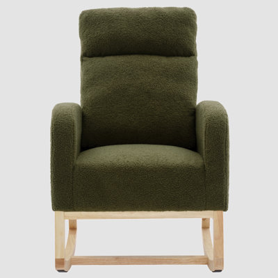 Modern Accent Rocking Chair Rocking Chair With Solid Wood Legs, Upholstered Nursery Glider Rocker, Comfy Armchair With Side Pocket, Living Room Lounge -  Hokku Designs, 3B7212D55A72491592B787B0C5DBF75F