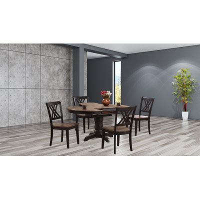 Panola 42"X42"X60" Round Whiskey Mocha Double X- Back5-Piece Dining Set by Canora Grey