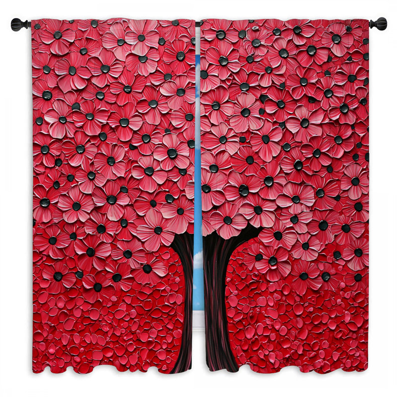 Rideaux de fenêtre à motif floral bohémien, drapeaux bohémiens - 2 panneaux, L 40 po x L 52 po