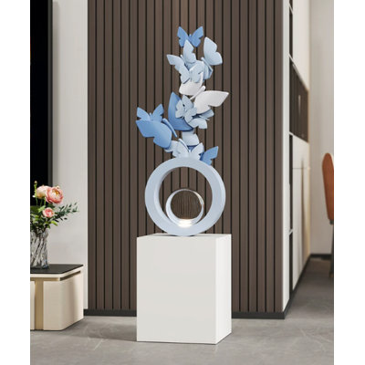Bleu, blanc, résine libre et objet décoratif en bois manufacturé