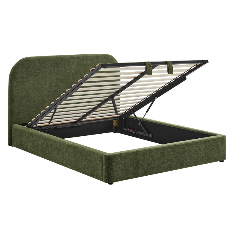 Structure de lit plateforme tapissier Doron, Grand lit, Feuillage