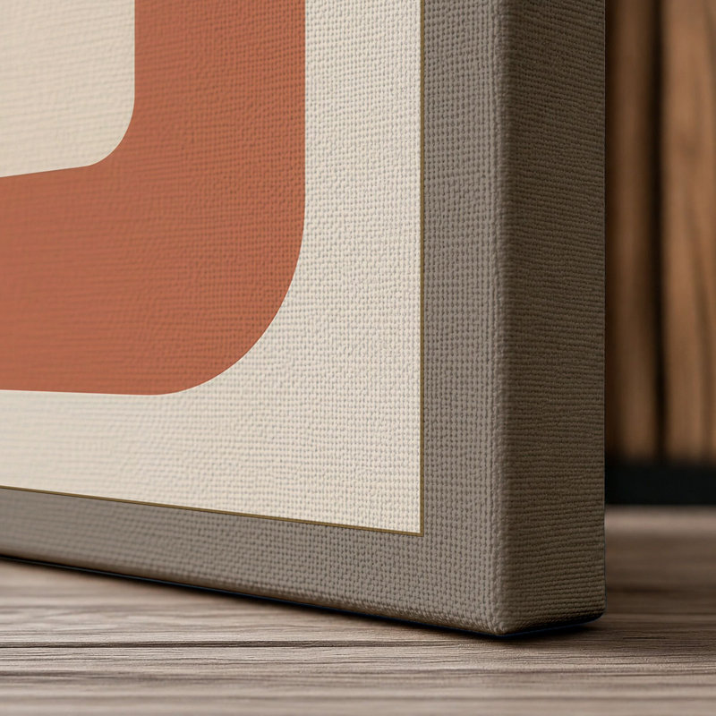 Geometric Harmony Mid-Century - Wrapped Canvas, 30x20 - 76.2 x 50.8 cm, Taupe Border