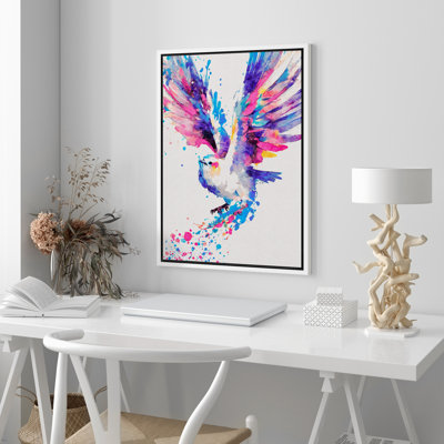 Bright Watercolor Cute Bird Flying Wings  Print