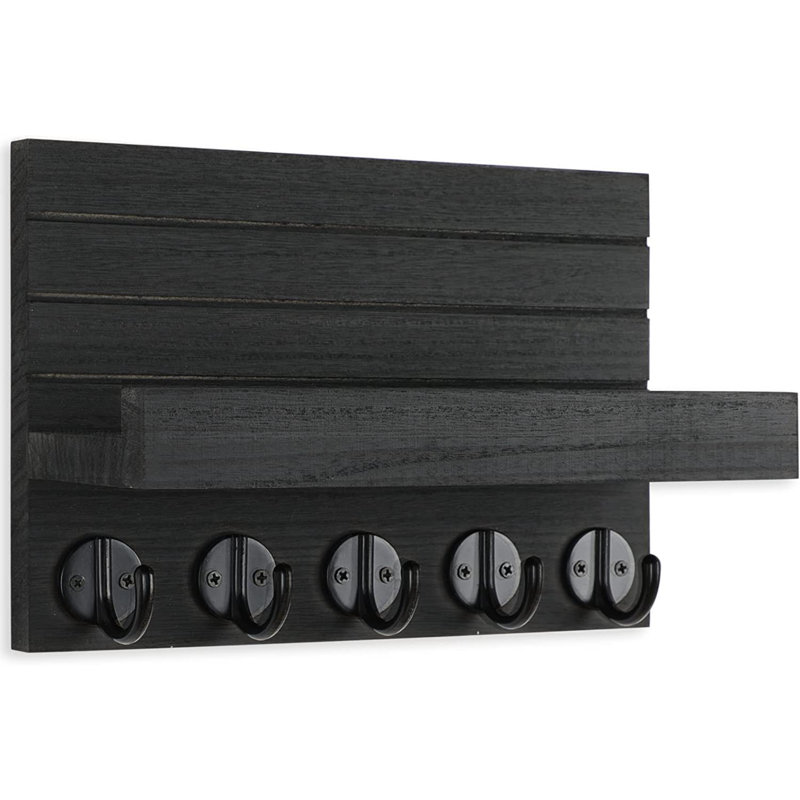 Divoll Solid Wood Wall Organizer, Black