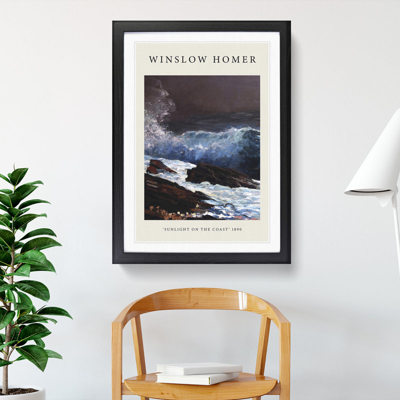 Sunlight On The Coast by Winslow Homer - Single Picture Frame Print, 65cm H x 48cm W x 2cm D, Black Framed