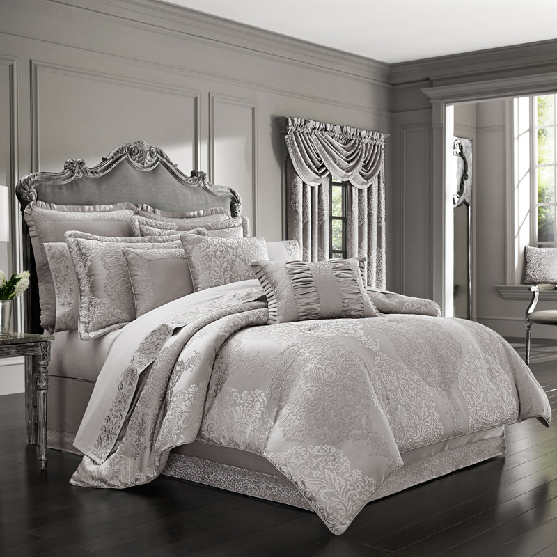 Ivory Queen Gathered Embellishment Bed Skirt Panel Set