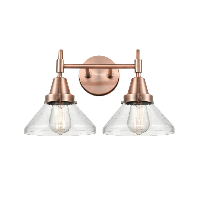 Éclairage de salle de bain à intensité variable 2 lumières Amede, Cuivre antique, Blanc mat, Pas d'ampoule